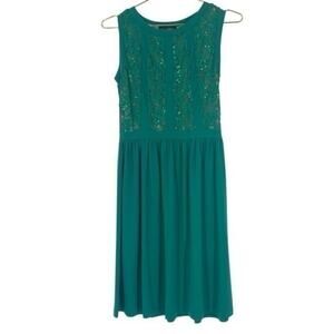Candalite emerald green Sleeveless Fit & Flare Dress with Sequins small